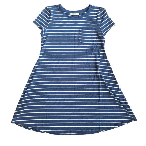 🛍️Arizona Jean Co. Blue & White Striped Knee Length Short Sleeve Dr… - Picture 1 of 5
